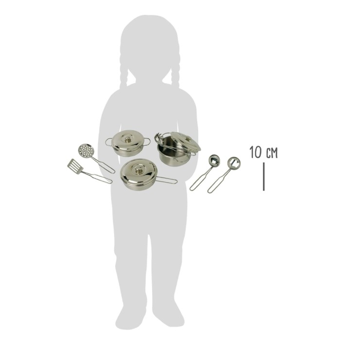 Set 9 Utensili e Pentolini in Metallo - ø 10 cm