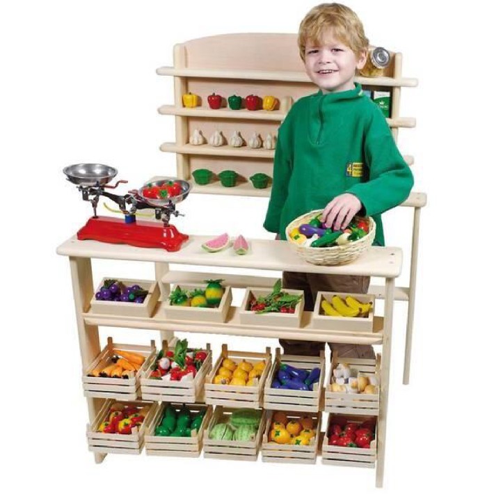 Set Gioco in Legno "Banco del Mercato" per Bambini
