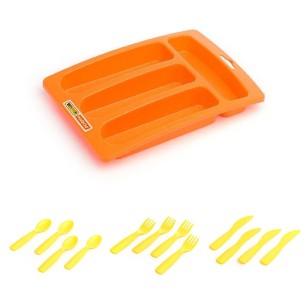 Set Gioco 17 Posate + Portaposate in Plastica per Bambini 2