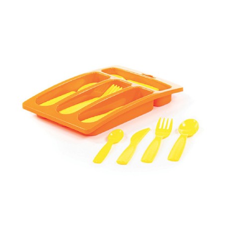 Set Gioco 17 Posate + Portaposate in Plastica per Bambini