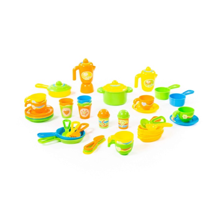Set Gioco 50 Stoviglie in Plastica per Pranzo e Cena
