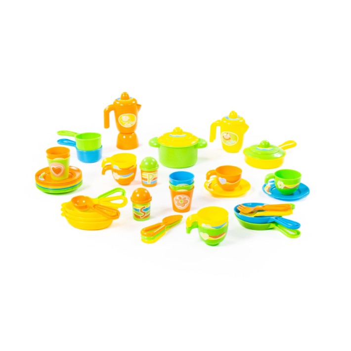 Set Gioco 50 Stoviglie in Plastica per Pranzo e Cena