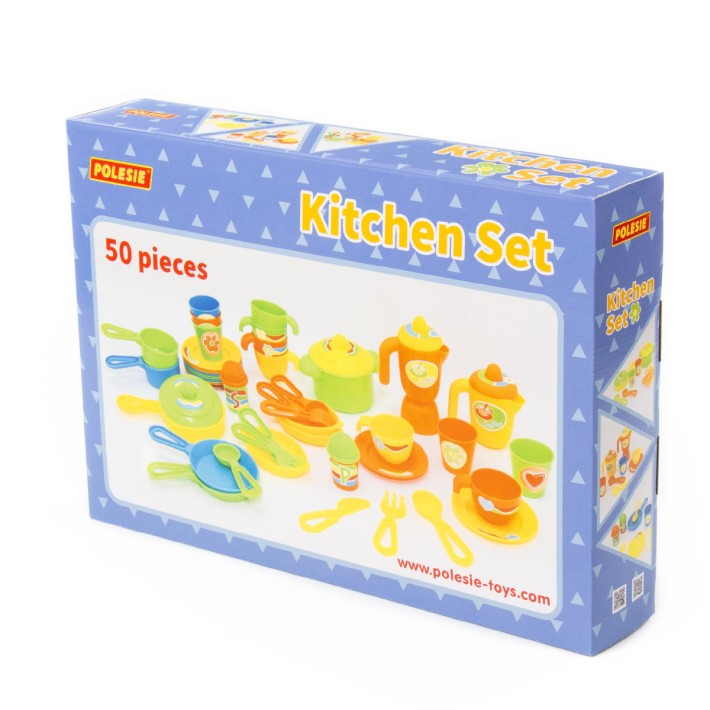 Set Gioco 50 Stoviglie in Plastica per Pranzo e Cena