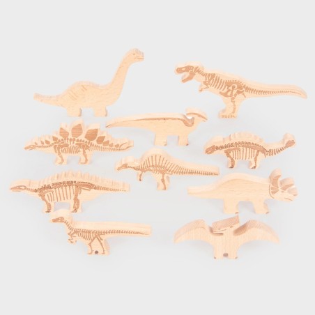 Set Gioco Blocchi dei Dinosauri in Legno di Faggio | Tickit