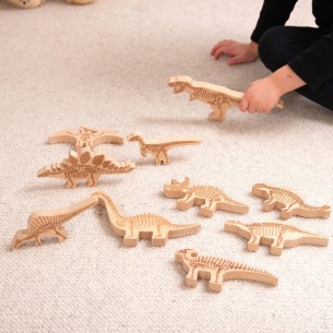 Set Gioco Blocchi dei Dinosauri in Legno di Faggio | Tickit 2