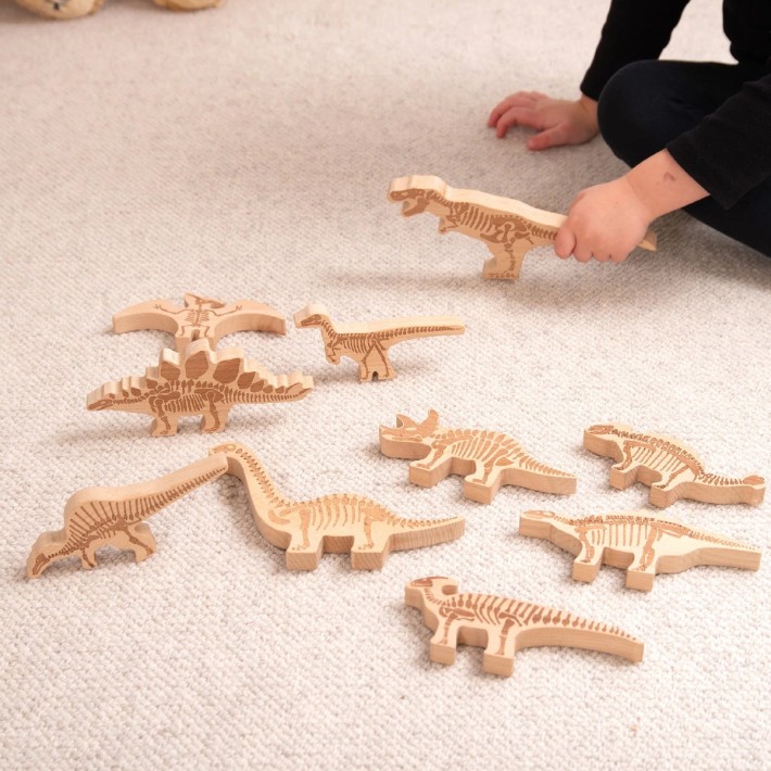 Set Gioco Blocchi dei Dinosauri in Legno di Faggio | Tickit