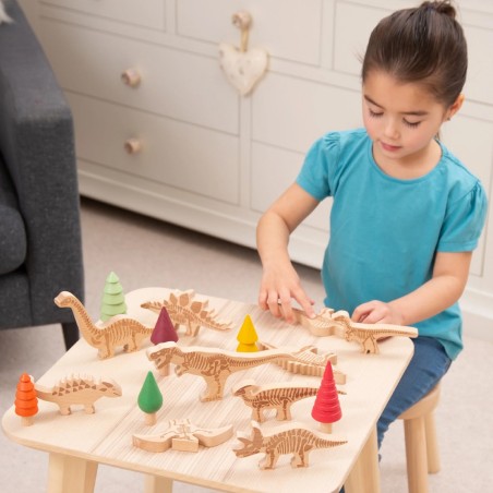 Set Gioco Blocchi dei Dinosauri in Legno di Faggio | Tickit