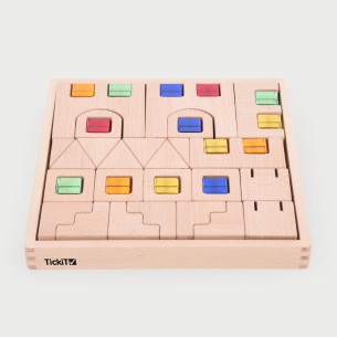 Set Gioco Blocchi Quadrati con Gemme Incastonate per lo Sviluppo delle Competenze Logiche