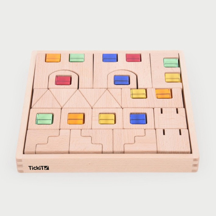 Set Gioco Blocchi Quadrati con Gemme Incastonate per lo Sviluppo delle Competenze Logiche