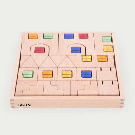 Set Gioco Blocchi Quadrati con Gemme Incastonate per lo Sviluppo delle Competenze Logiche
