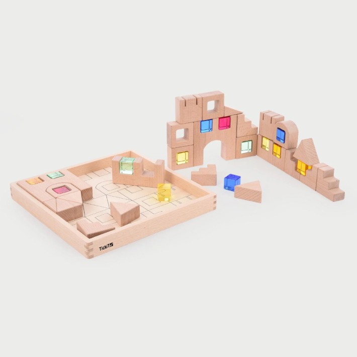 Set Gioco Blocchi Quadrati con Gemme Incastonate per lo Sviluppo delle Competenze Logiche