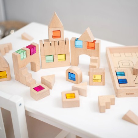 Set Gioco Blocchi Quadrati con Gemme Incastonate per lo Sviluppo delle Competenze Logiche