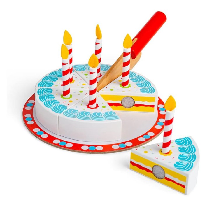 Set Gioco Torta di Compleanno in Legno da 14 Pezzi