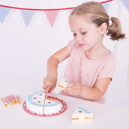 Set Gioco Torta di Compleanno in Legno da 14 Pezzi