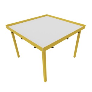 Tavolo Kalidro Coding - Laminato Bianco, Gambe Metallo Miele