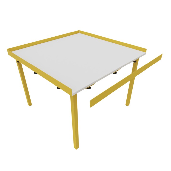 Tavolo Kalidro Coding - Laminato Bianco, Gambe Metallo Miele