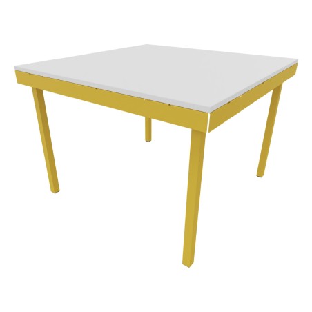 Tavolo Kalidro Coding - Laminato Bianco, Gambe Metallo Miele