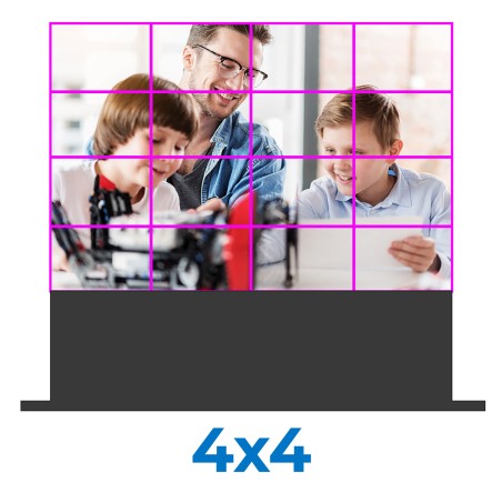 VideoWall 4x4 Hikvision con base da pavimento - 217"