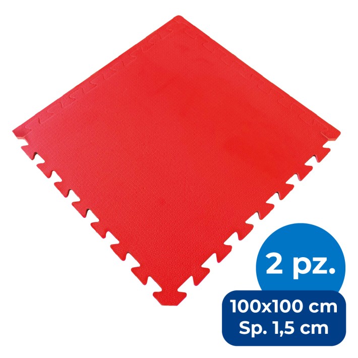 Tappeti | Set 2 Mattonelle EVA - 100x100cm - Rosso