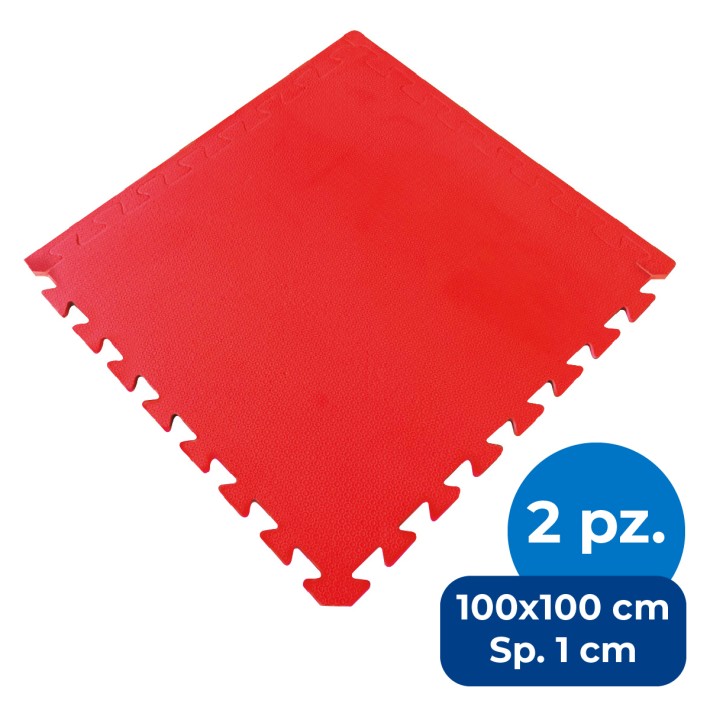 Tappeti | Set 2 Mattonelle in EVA - 100x100x1 cm - Rosso
