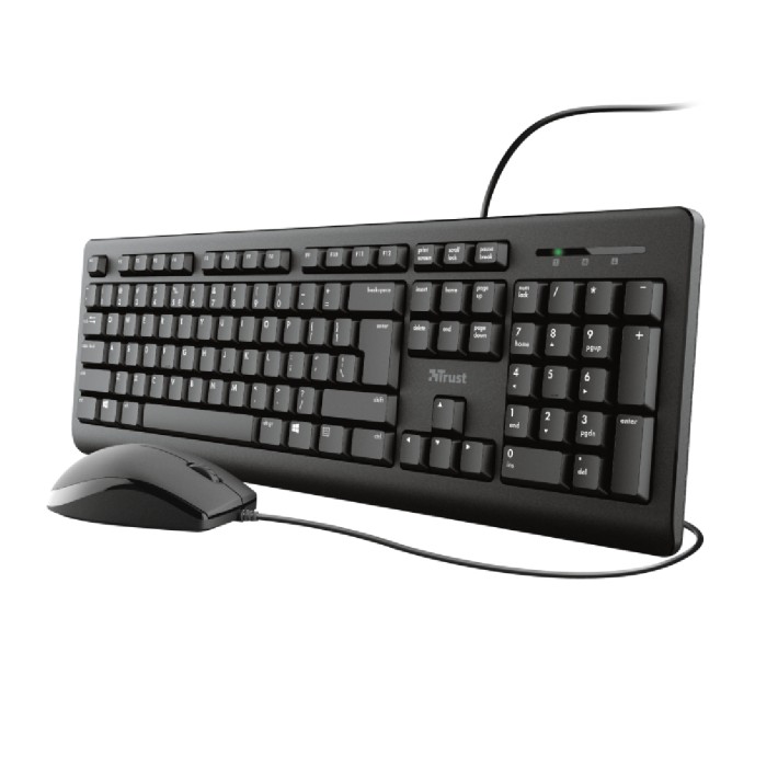 Kit Tastiera IT e Mouse - Trust Primo - Silent Wired - Nero