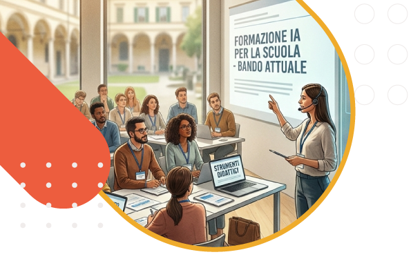 Illustrazione con mobili modulari e studenti che collaborano in un’aula educativa